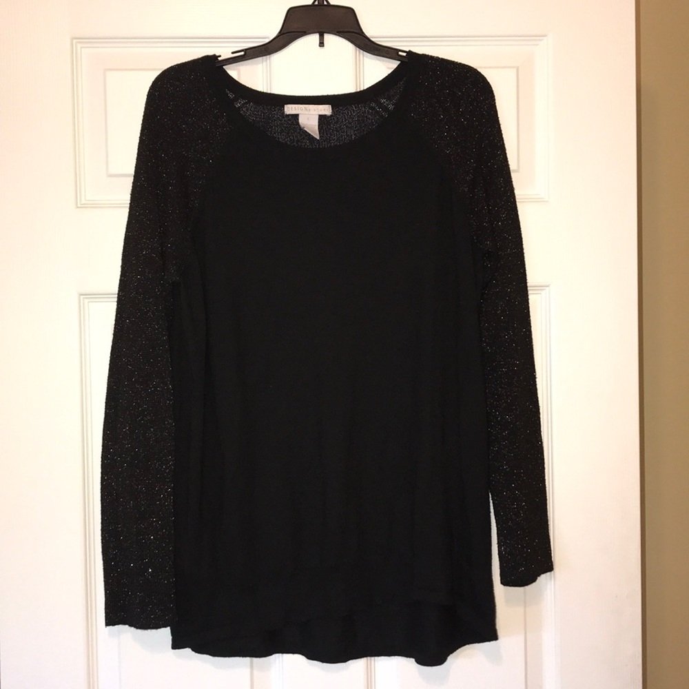Black blouse with glitter sleeves